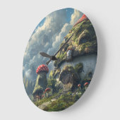 Niedliches Gnome, Pilzhaus Große Wanduhr (Winkel)