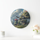 Niedliches Gnome, Pilzhaus Große Wanduhr (Zuhause)