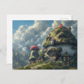 Niedliches Gnome, Pilzhaus Postkarte (Vorne/Hinten)