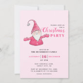 Niedliches Gnome Pink Weihnachtsfest Party Einladung (Vorderseite)