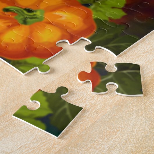 Niedliches Gnome, Pumpkins und Herbstlaub Erntedan Puzzle (Seite)