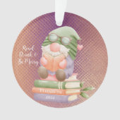 Niedliches Gnome Reading Book Rosegold Mit Monogra Ornament (Vorderseite)