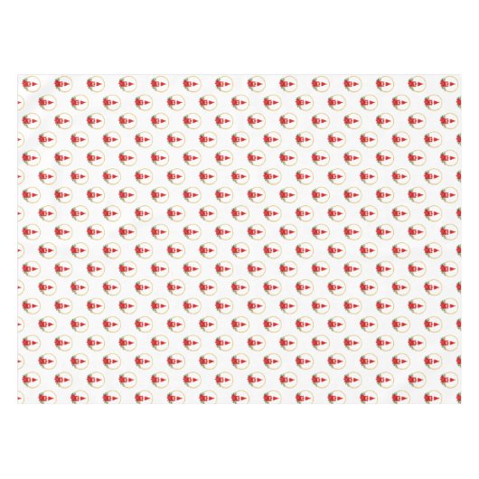 Niedliches Gnome und Weihnachtsblumenmuster Tischdecke (Vorderseite (Horizontal))
