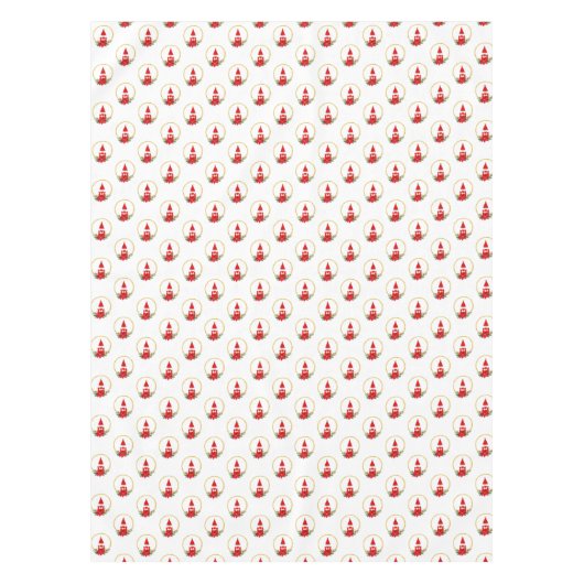 Niedliches Gnome und Weihnachtsblumenmuster Tischdecke (Vorderseite)