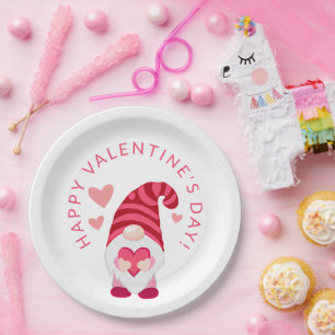 Niedliches Gnome zum Valentinstag des Herzens Pappteller