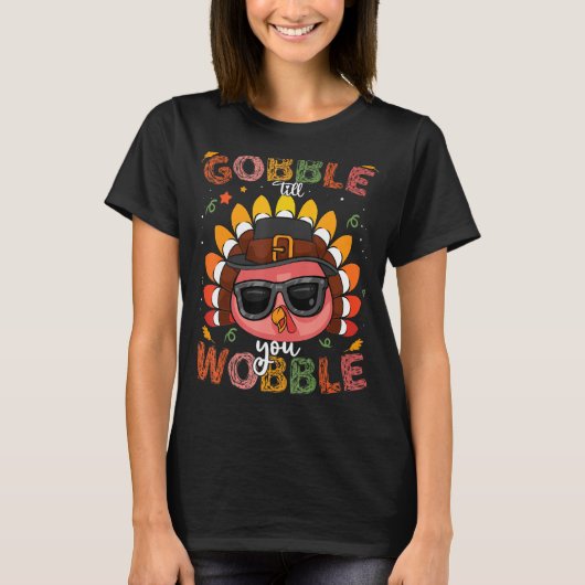 Niedliches Gobble Til You Wobble Pilgris T-Shirts (Vorderseite)