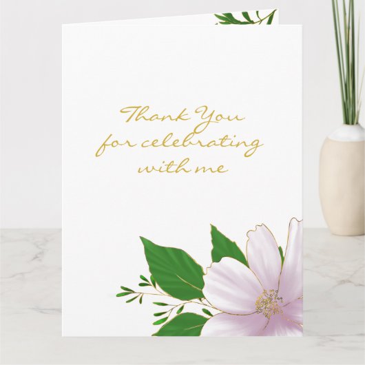 Niedliches Gold in Rosa Blume Bachelorette Dankeskarte (Vorderseite)