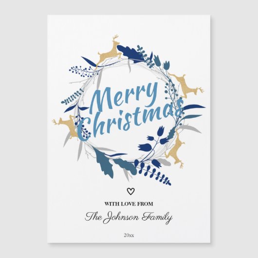 Niedliches Gold Rentier Weihnachtsmagnet Magnetkarte (Vorderseite)