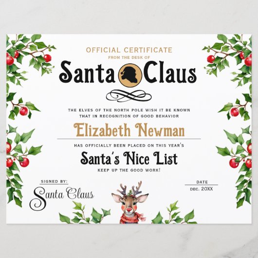 Niedliches Gold Santa Naughty Nice Offizielles Zer (Vorderseite)