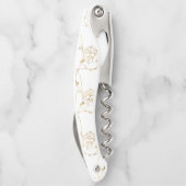 Niedliches Gold Schlaganfall Llama Weißes Muster Kellnermesser (Rückseite)