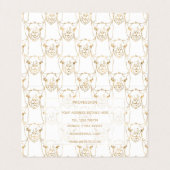 Niedliches Gold Schlaganfall Llama Weißes Muster Visitenkarten (Innenseite Aufgefaltet)