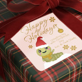 Niedliches Gold Script Cartoon Weihnachten Quadratischer Aufkleber