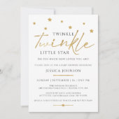 Niedliches Gold Twinkle Twinkle Little Star Baby D Einladung (Vorderseite)