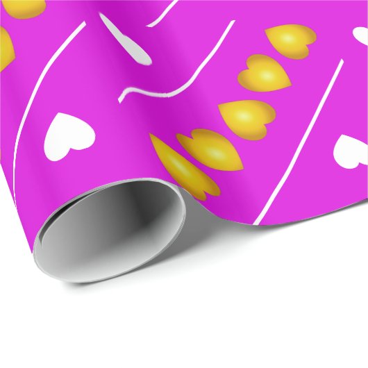 Niedliches Gold und Weiße Herzen auf Rosa oder Ihr Geschenkpapier (Rolleneckpunkt)