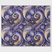 Niedliches Gold/Violet/Paisley Weihnachten Geschenkpapier (Flach)