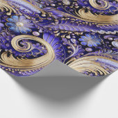 Niedliches Gold/Violet/Paisley Weihnachten Geschenkpapier (Ecke)