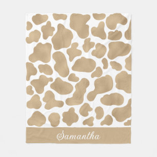 Niedliches Gold Weiße Kuh Print Animal Muster Fleecedecke