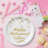 Niedliches Gold & White Script Happy Retirement Pappteller (Party)