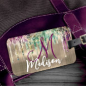 Niedliches Goldeinhorn-Glitzer-Tropfen-Monogramm Gepäckanhänger