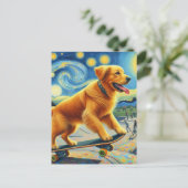 Niedliches Golden Retriever Skateboarding Postkarte (Stehend Vorderseite)