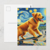 Niedliches Golden Retriever Skateboarding Postkarte (Vorne/Hinten)