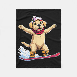 Niedliches Golden Retriever Snowboarden Adventure Fleecedecke