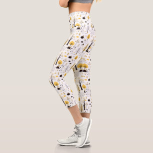 Niedliches Golden Woods Scene Muster Capri Leggings