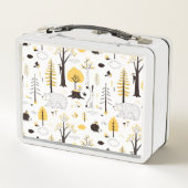 Niedliches Golden Woods Scene Muster Metall Brotdose (Rückseite)