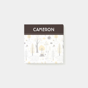 Niedliches Golden Woods Scene Muster Post-it Klebezettel