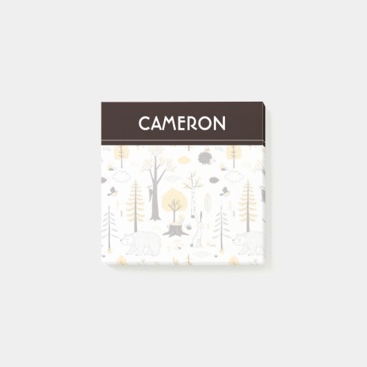 Niedliches Golden Woods Scene Muster Post-it Klebezettel (Vorderseite)