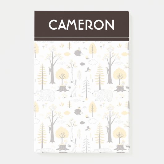 Niedliches Golden Woods Scene Muster Post-it Klebezettel (Vorderseite)