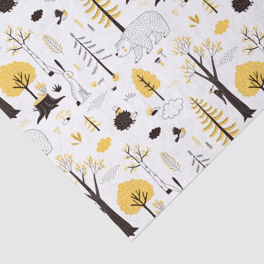 Niedliches Golden Woods Scene Muster Seidenpapier (Ausschnitt)