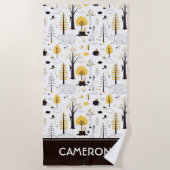 Niedliches Golden Woods Scene Muster Strandtuch (Vorderseite)