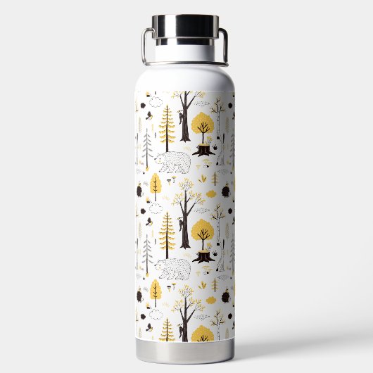 Niedliches Golden Woods Scene Muster Trinkflasche (Rückseite)