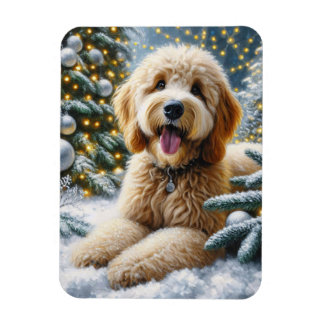 Niedliches Goldendoodle Dog Winter Wonderland Magnet