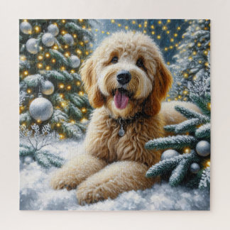 Niedliches Goldendoodle Dog Winter Wonderland Puzzle