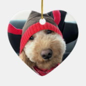 Niedliches Goldendoodle im Weihnachtsgeschäft Keramik Ornament (Hinten)