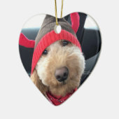 Niedliches Goldendoodle im Weihnachtsgeschäft Keramik Ornament (Links)