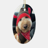 Niedliches Goldendoodle im Weihnachtsgeschäft Keramik Ornament (Rechts)