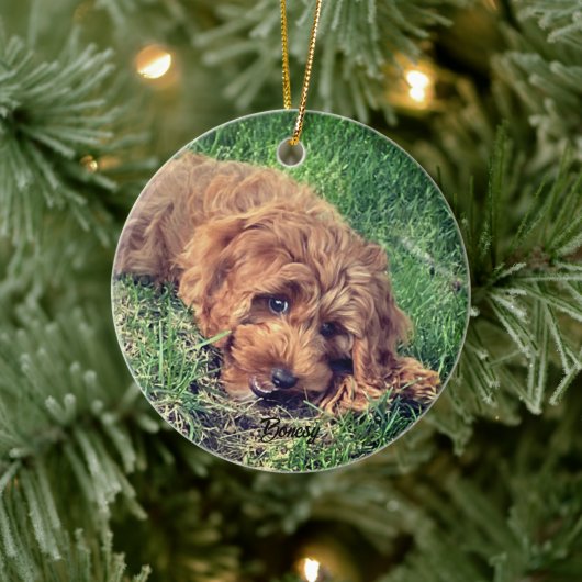 Niedliches Goldenes Doodle Keramik Ornament (Baum)