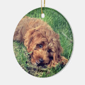 Niedliches Goldenes Doodle Keramik Ornament (Links)