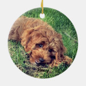 Niedliches Goldenes Doodle Keramik Ornament (Hinten)