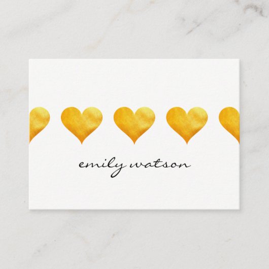 Niedliches Goldenes Herz Visitenkarte (Vorderseite)