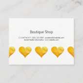 Niedliches Goldenes Herz Visitenkarte (Rückseite)