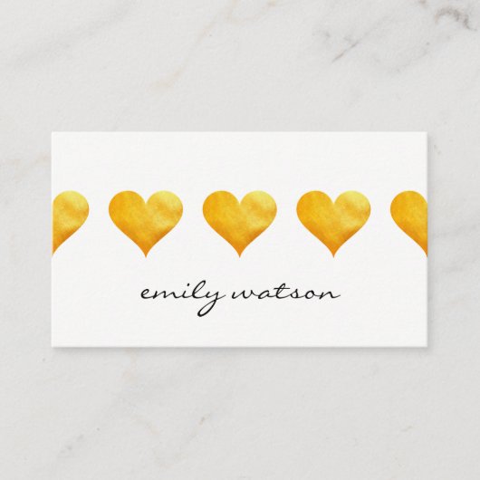 Niedliches Goldenes Herz Visitenkarte (Vorderseite)