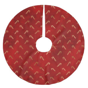 Niedliches goldfarbenes Bonbonmuster Weihnachten Polyester Weihnachtsbaumdecke
