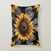 Niedliches goldfarbenes und silberfarbenes Sonnenb Dekokissen (Vorderseite(Vertikal))