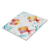 Niedliches Goldfisch Wasserfarbenes Meer Fliese (Seite)