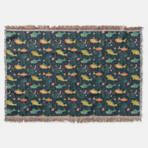 Niedliches Goldfish Koi Aquatic Pflanze Muster Decke