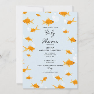 Niedliches Goldfish Schwimmen im Wasser-Baby-Dusch Einladung